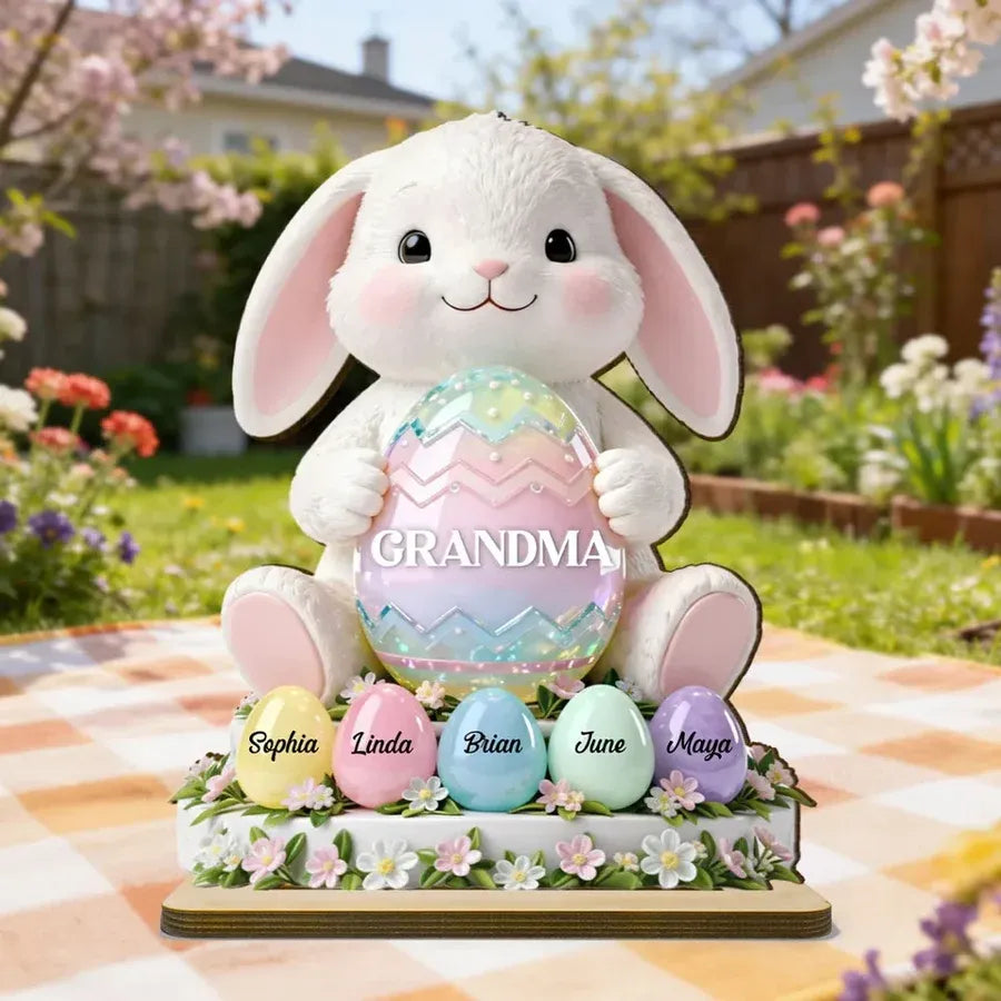 Personalized 2-Layer Wooden Plaque - Grandma Easter Bunny