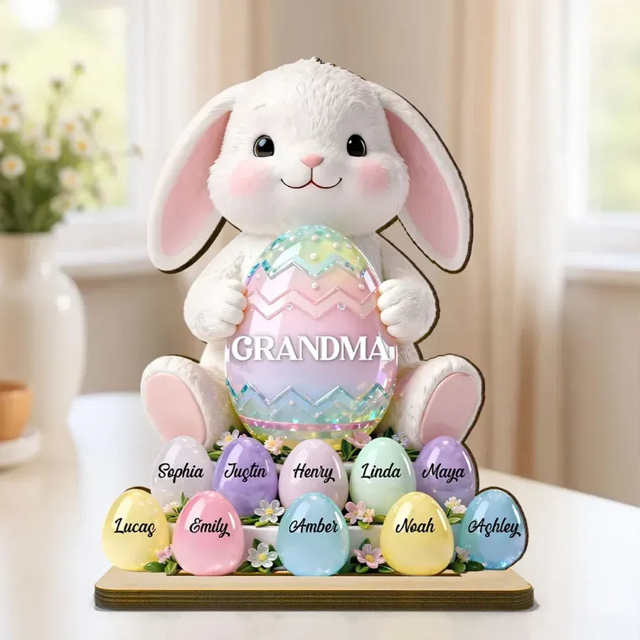 Personalized 2-Layer Wooden Plaque - Grandma Easter Bunny