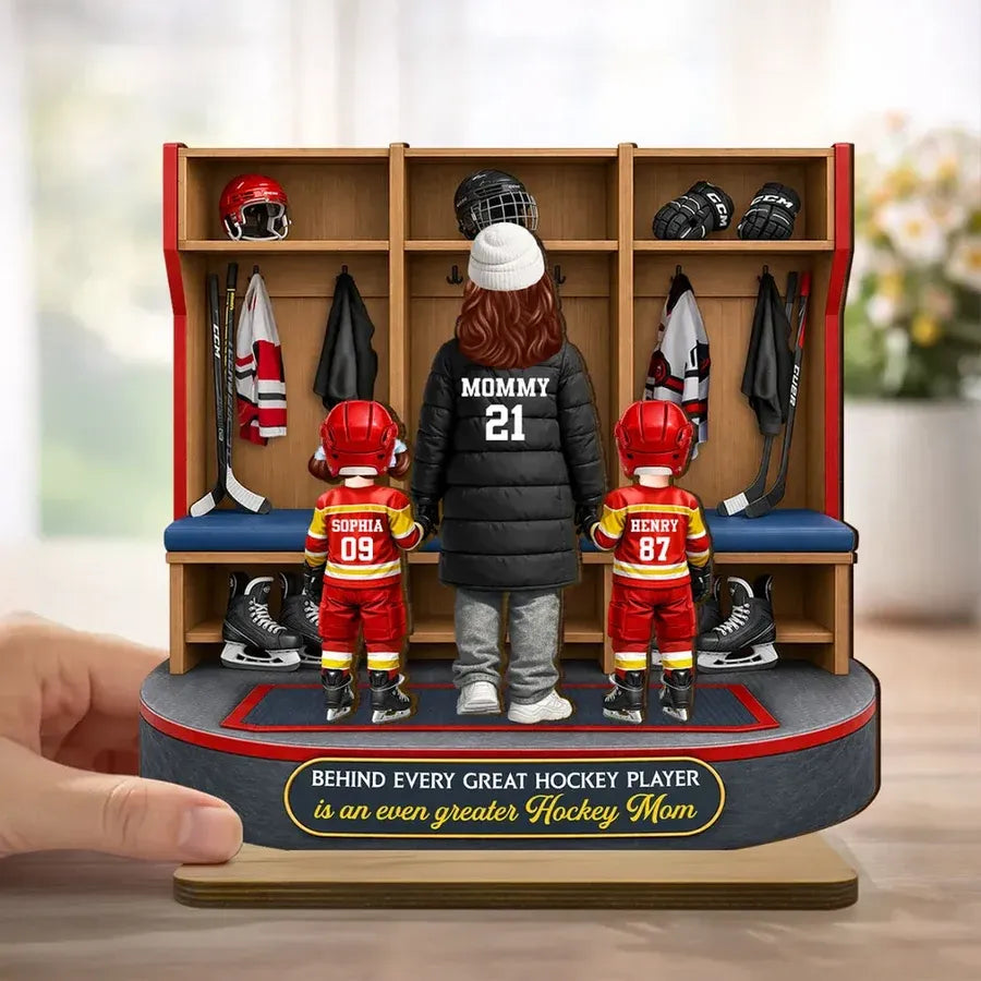 Personalized 2-Layer Wooden Plaque - Hockey Mom Locker Room