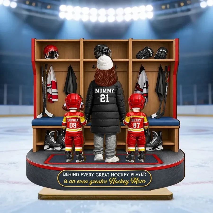 Personalized 2-Layer Wooden Plaque - Hockey Mom Locker Room