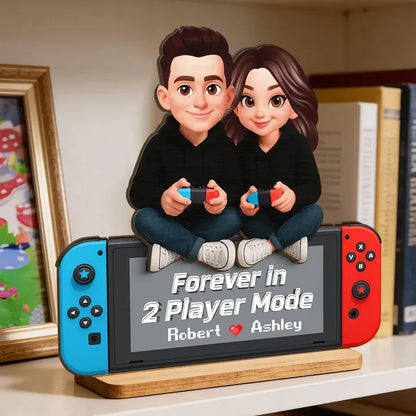 Personalized 2-Layer Wooden Plaque - Gaming Couple