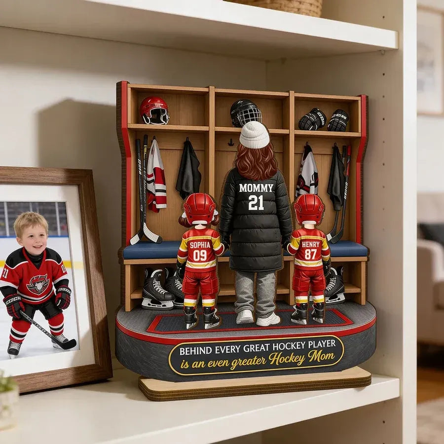 Personalized 2-Layer Wooden Plaque - Hockey Mom Locker Room