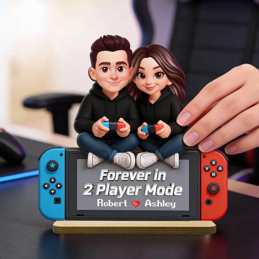 Personalized 2-Layer Wooden Plaque - Gaming Couple