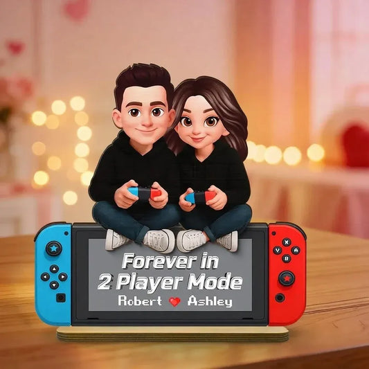 Personalized 2-Layer Wooden Plaque - Gaming Couple