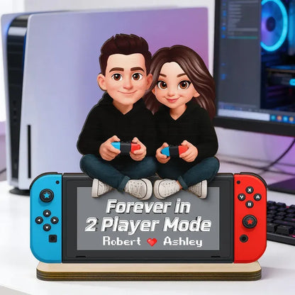 Personalized 2-Layer Wooden Plaque - Gaming Couple