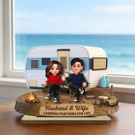 Personalized 2-Layer Wooden Plaque - Camping Couple