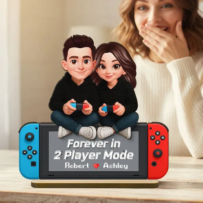 Personalized 2-Layer Wooden Plaque - Gaming Couple