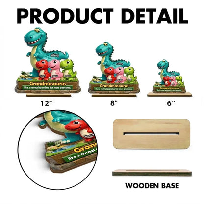 Personalized 2-Layer Wooden Plaque - Grandmasaurus Dinosaurs
