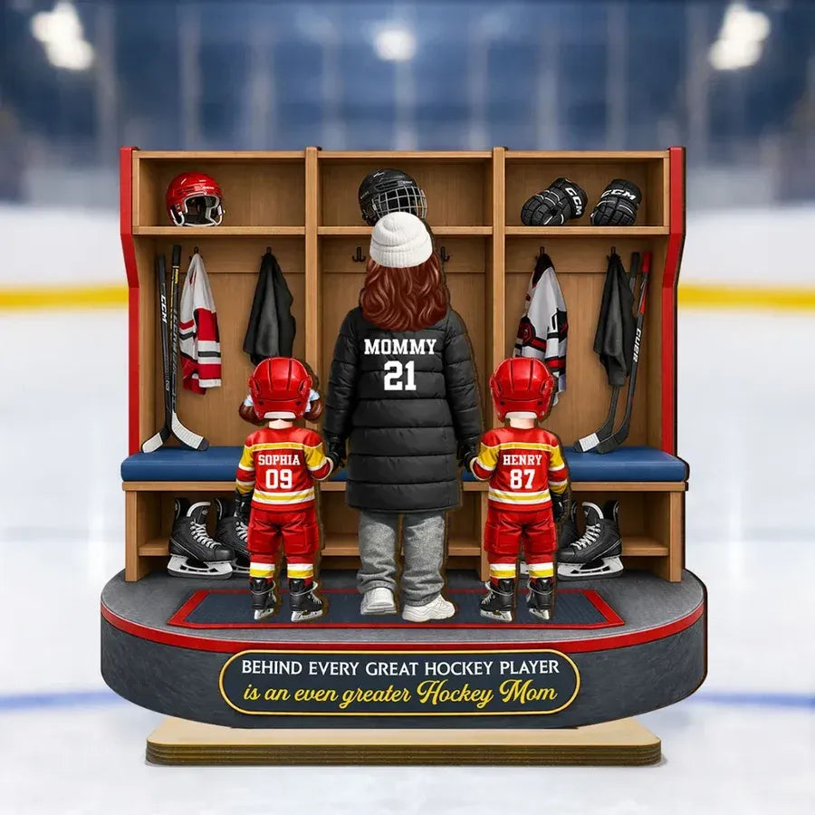 Personalized 2-Layer Wooden Plaque - Hockey Mom Locker Room