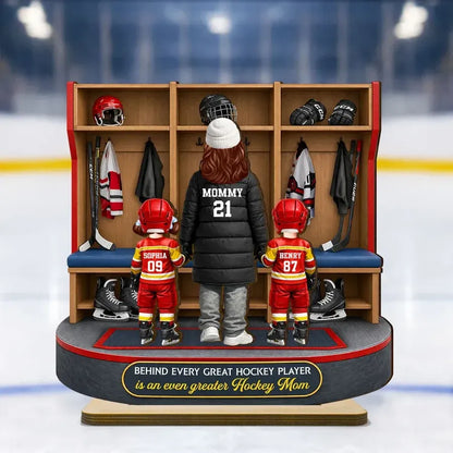 Personalized 2-Layer Wooden Plaque - Hockey Mom Locker Room