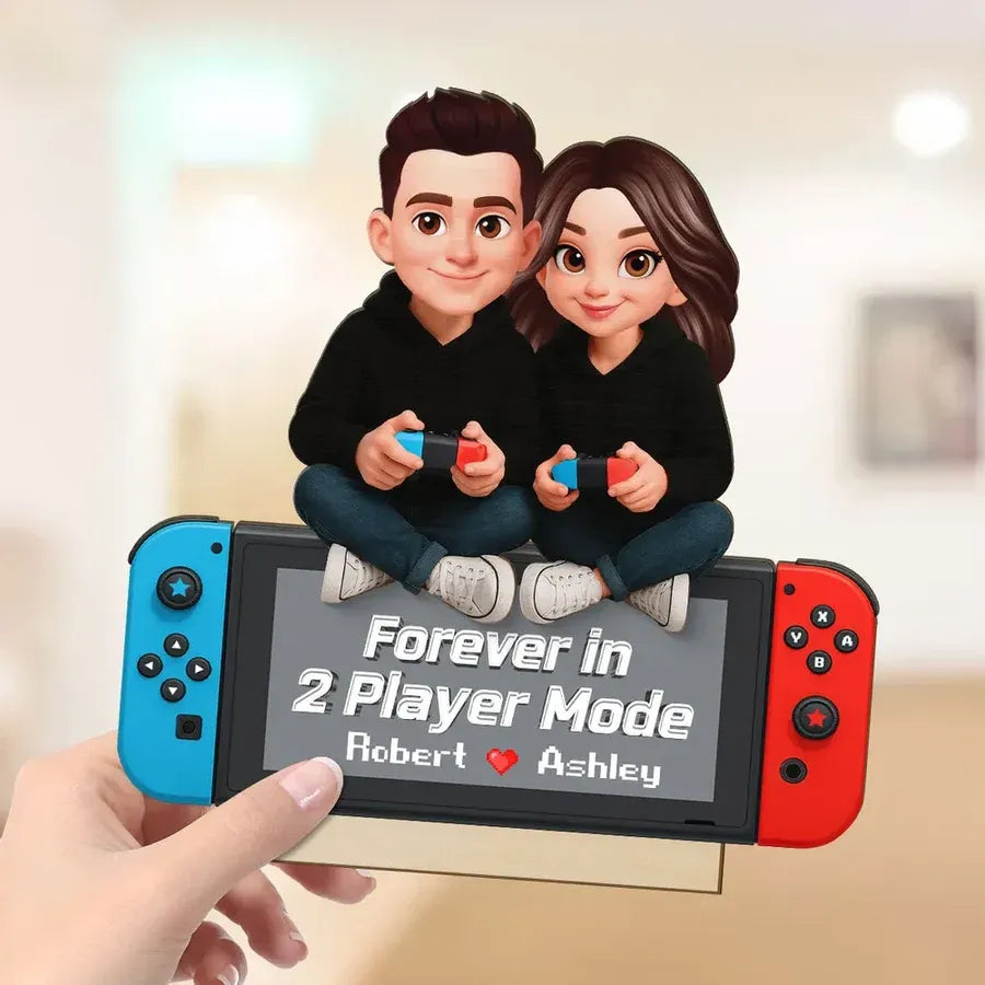 Personalized 2-Layer Wooden Plaque - Gaming Couple