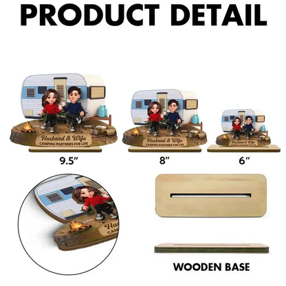 Personalized 2-Layer Wooden Plaque - Camping Couple