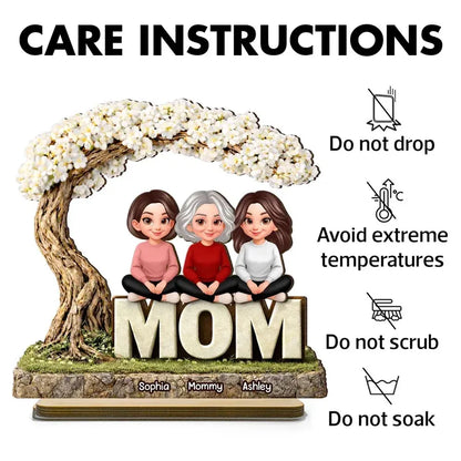 Personalized 2-Layer Wooden Plaque - Family Under a Flowering Tree