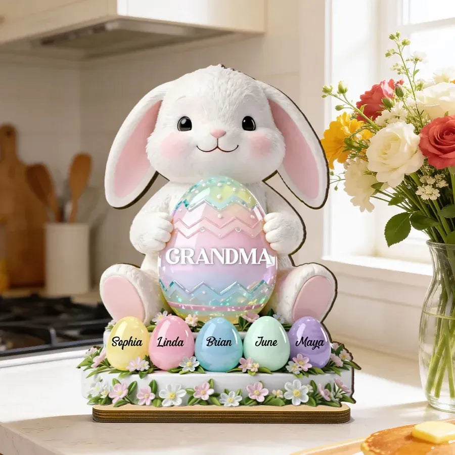 Personalized 2-Layer Wooden Plaque - Grandma Easter Bunny
