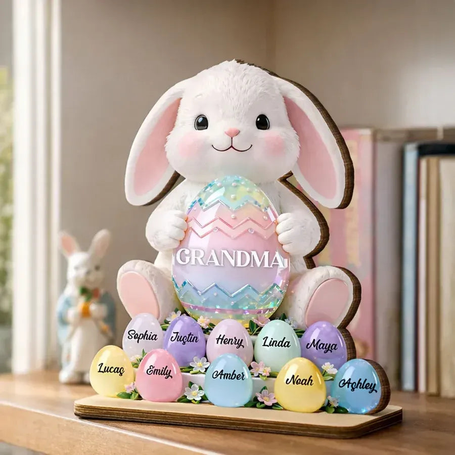 Personalized 2-Layer Wooden Plaque - Grandma Easter Bunny