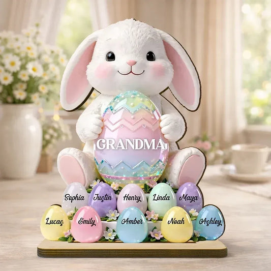 Personalized 2-Layer Wooden Plaque - Grandma Easter Bunny