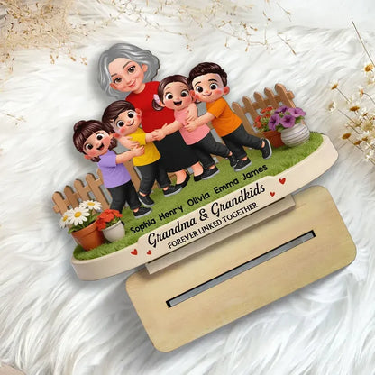 Personalized 2-Layer Wooden Plaque - Grandma and Grandkids