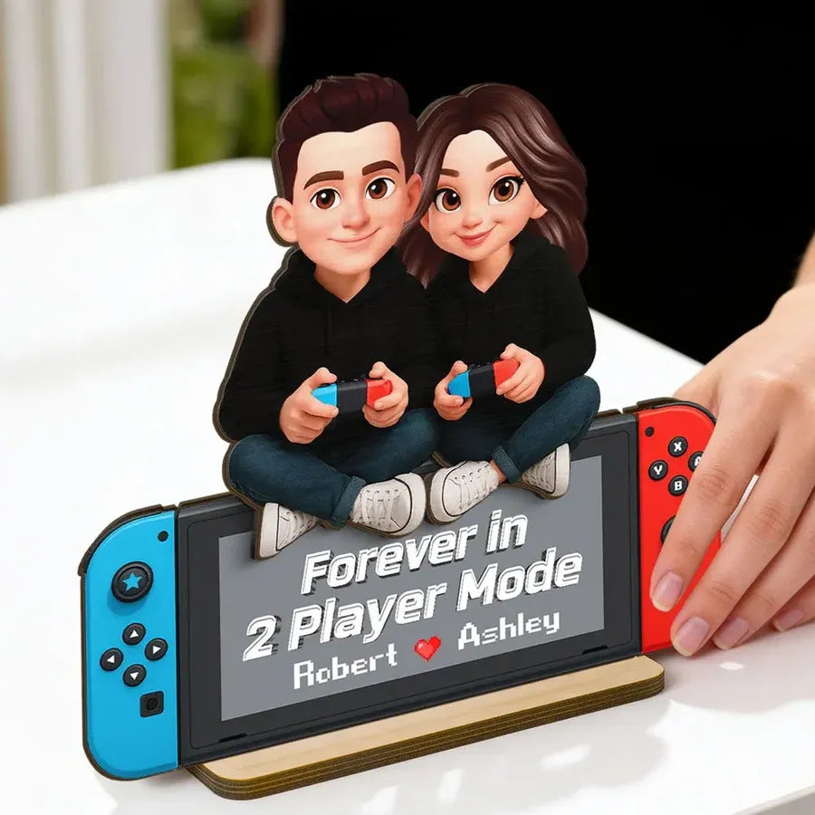 Personalized 2-Layer Wooden Plaque - Gaming Couple