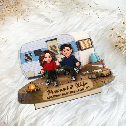 Personalized 2-Layer Wooden Plaque - Camping Couple