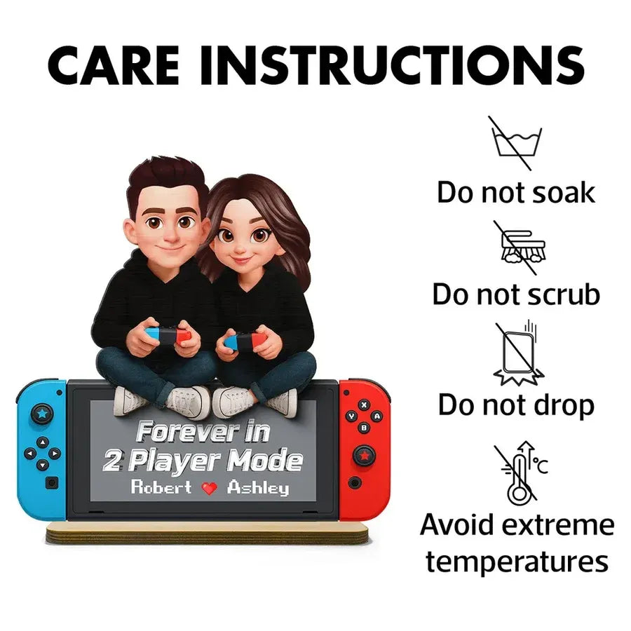 Personalized 2-Layer Wooden Plaque - Gaming Couple