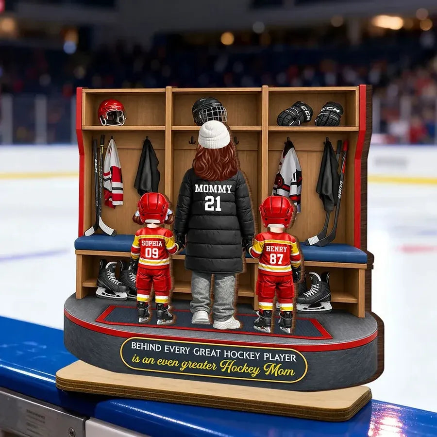 Personalized 2-Layer Wooden Plaque - Hockey Mom Locker Room