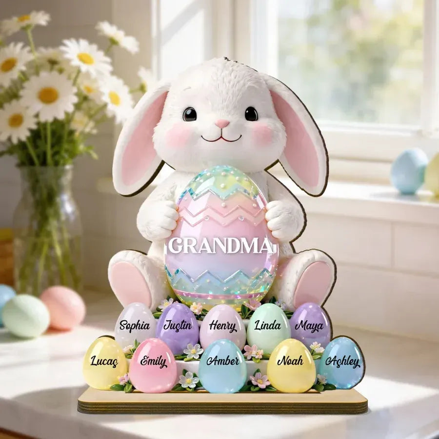 Personalized 2-Layer Wooden Plaque - Grandma Easter Bunny