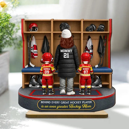 Personalized 2-Layer Wooden Plaque - Hockey Mom Locker Room
