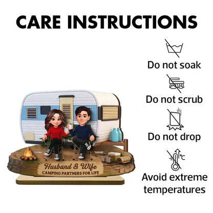 Personalized 2-Layer Wooden Plaque - Camping Couple